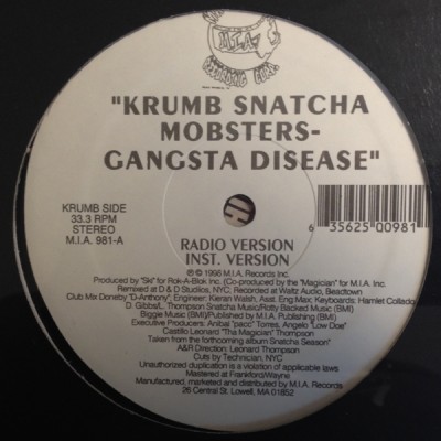 Krumb Snatcha - Mobsters - Gangsta Disease