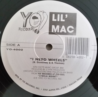 Lil' Mac - I Need Wheels / Disco Jam